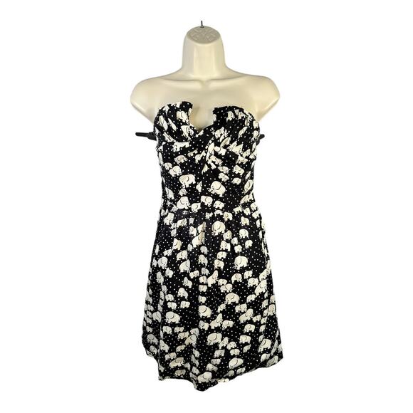 Porridge Anthropologie Womens size 0 Elephant Cotton Fit & Flare Strapless Dress - Picture 1 of 14